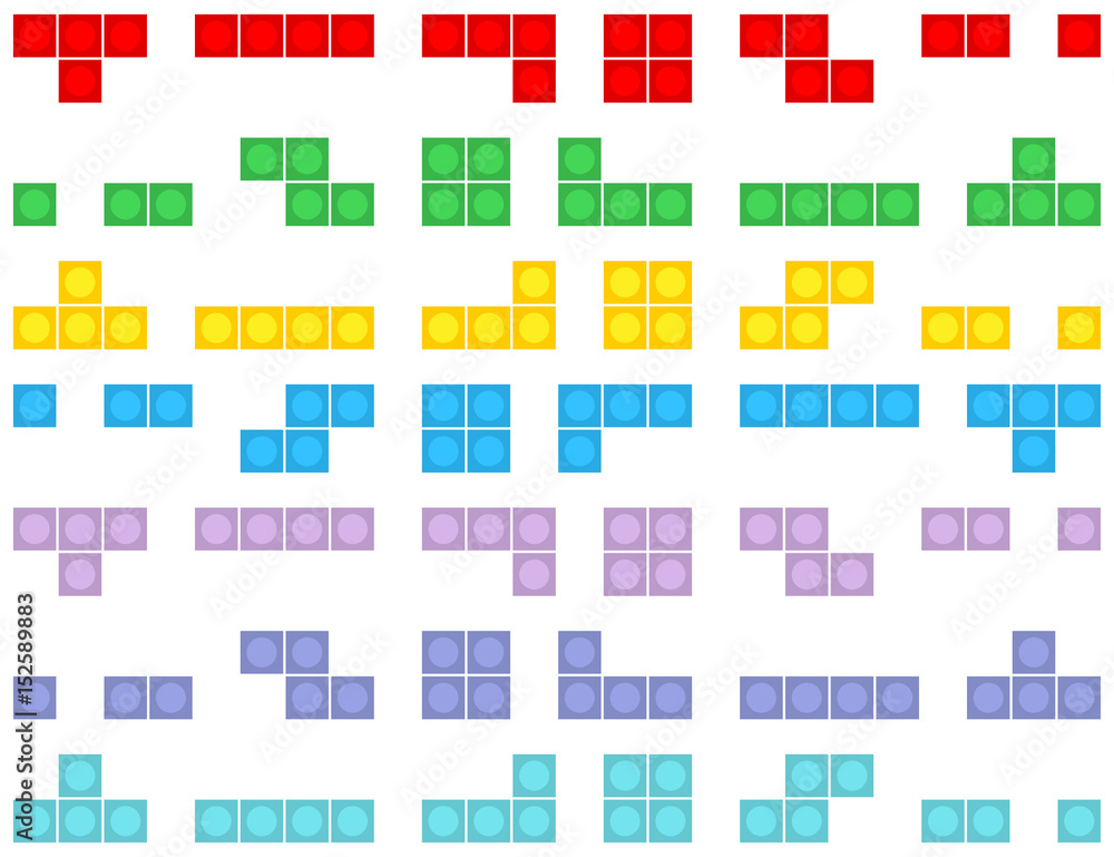 Poster game tetris pixel bricks. colorfull seamless pattern game background