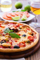 Italian Pizza with seafood.