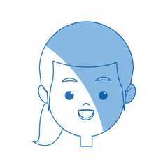 happy face girl character people young vector illustration