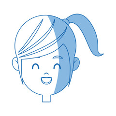 happy face girl character people young vector illustration
