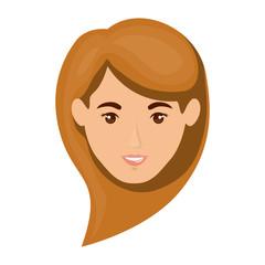 white background of smiling woman face with light brown long hair vector illustration