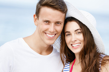 Romantic young couple on the beach