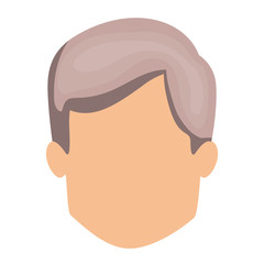 white background of faceless man with short wavy hairstyle in gray vector illustration