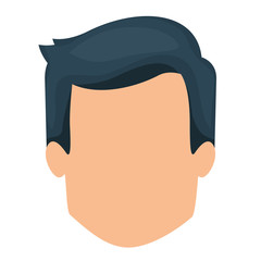 white background of faceless man with dark blue short hair style vector illustration