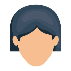 white background of faceless woman with short hair style in dark blue vector illustration