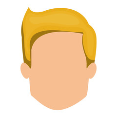 white background of faceless man with blonde hair vector illustration