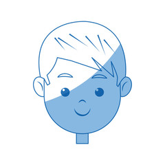 portrait face boy young smile cartoon vector illustration