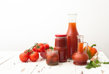 Recipes from tomatoes and vegetables in jars