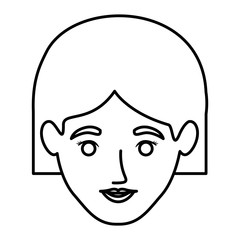 monochrome contour of smiling woman face with short hair vector illustration