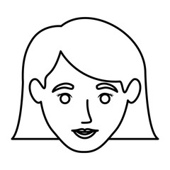 Obraz na płótnie Canvas monochrome contour of smiling woman face with the hair down to the neckline vector illustration