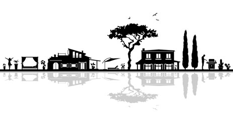 Silhouette Finca am Wasser