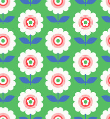 seamless pattern with flowers and leaves