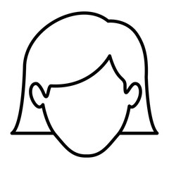 monochrome contour of faceless woman with the hair down to the neckline vector illustration