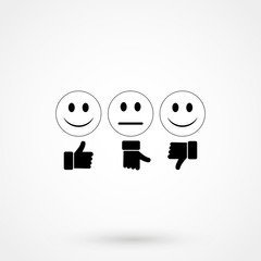 Fototapeta premium Like and Dislike icon. Thumbs up and down sign in flat style. Concept for user feedback for social network. Vector illustration. EPS 10.