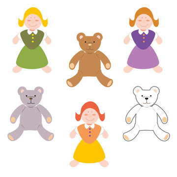 Dolls and teddy bears colorways
