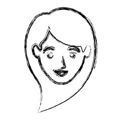 monochrome blurred silhouette of smiling woman face with long hair vector illustration