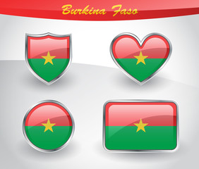 Glossy Burkina Faso flag icon set