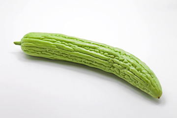 Fresh Bitter Cucumber Isolated on White Background