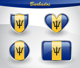 Glossy Barbados flag icon set