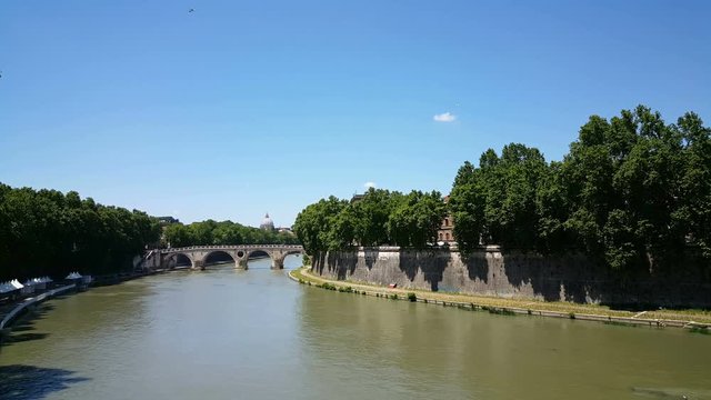 View over Tiber river with bridges