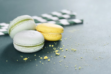 Top view of biscuits against green background