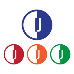 IJ initial circle half logo blue,red,orange and green color