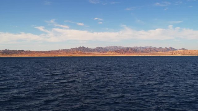 Deserted Sinai mountains by the sea. View from the sea side. Sinai Peninsula Egypt