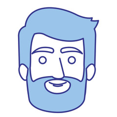 blue silhouette of elderly man with short hair and beard vector illustration
