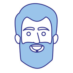 blue silhouette of male face with short hair and beard vector illustration
