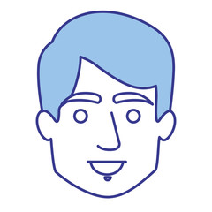 blue silhouette of young face with short hair vector illustration