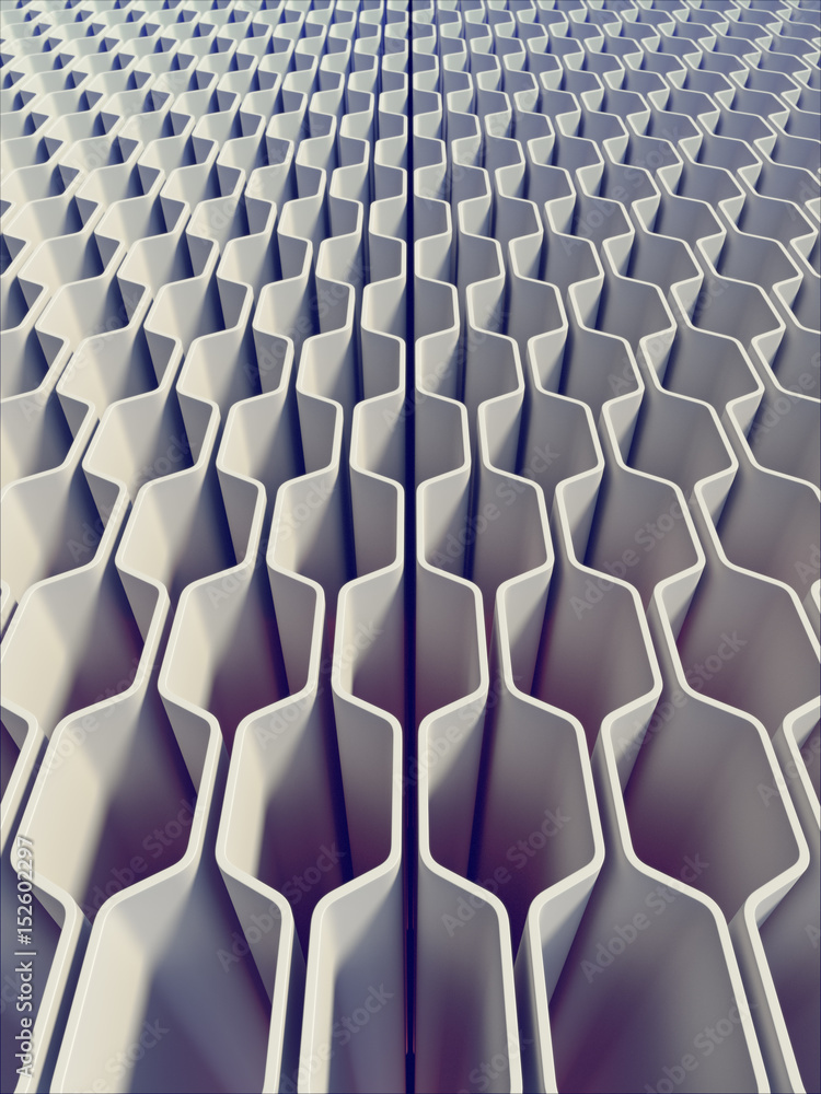 Aufkleber White wave band abstract surface pattern. 3d rendering