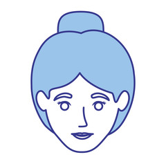 blue silhouette of woman with collected hair vector illustration