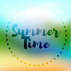 Summer background gradient mesh beach and ocean. Background for travel cards. Vector illustration