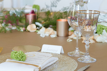 close up of The elegant dinner table