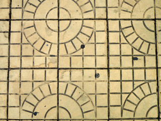 Tiled floor pattern, square pattern.