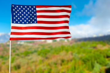 American flag against blue sky