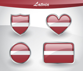 Glossy Latvia flag icon set