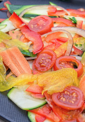 Fresh vegetables, cut into strips closeup