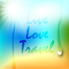 Summer background gradient mesh beach and ocean. Background for travel cards. Vector illustration