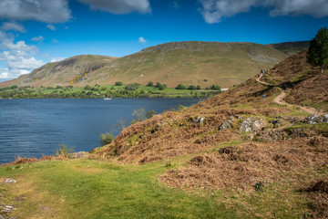 The Ullswater Way is a 20-mile walking route around Ullswater in the Lake District startin g from Pooley Bridge