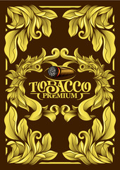Premium Luxury Menu Cover List Frame Tobacco Cuban Cigar Label