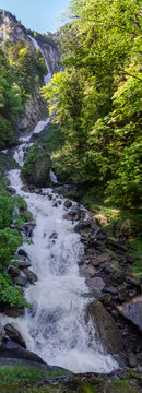 Very large panoramic view of Beautiful Oltschibach Waterfall, Unterbach, Brienz municipality , Switzerland