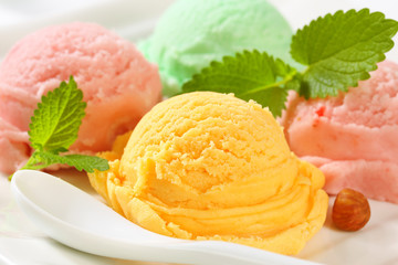 Assorted ice cream scoops