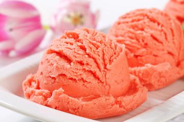 Scoops of pink ice cream