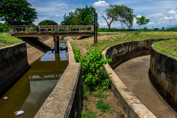 Fototapeta na wymiar Lack of water in irrigation canal
