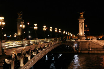 Fototapeta premium Paris Bridge by night