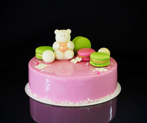 Modern mousse cake. Dessert French cuisine.