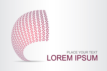 Logo stylized spherical surface with abstract shapes