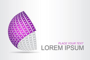 Logo stylized spherical surface with abstract shapes