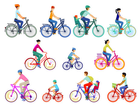 Radfahrergruppe illustration, isoliert